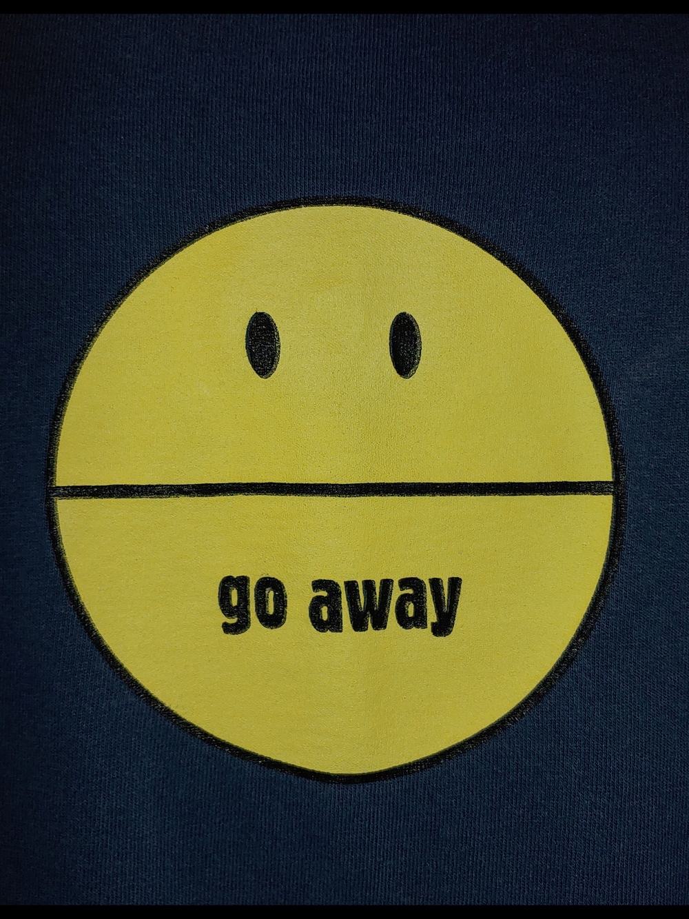 Blue Graphic Tee with Yellow 'Go Away' Print - Picture 2 of 5
